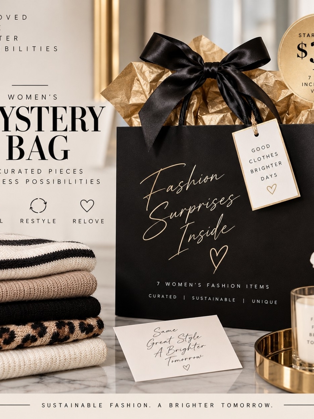 Women's Mystery Fashion Bag - Black & Gold